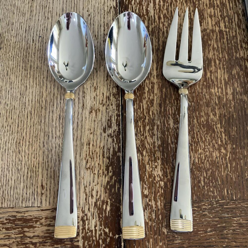 Serving Set 2 Spoons 1 Fork Reed & Barton 18/8 Stainless Steel Flatware